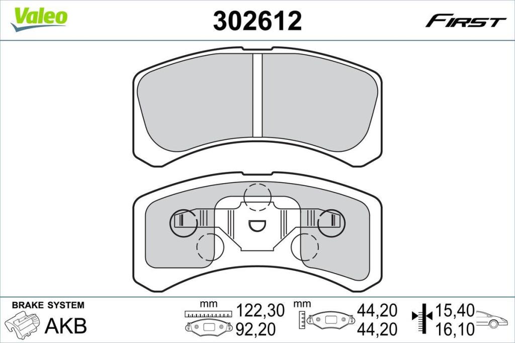 Jeu de 4 plaquettes de frein VALEO ref. 302612
